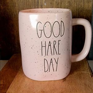 Rae Dunn Pink Speckled ‘Good Hare Day’ Mug